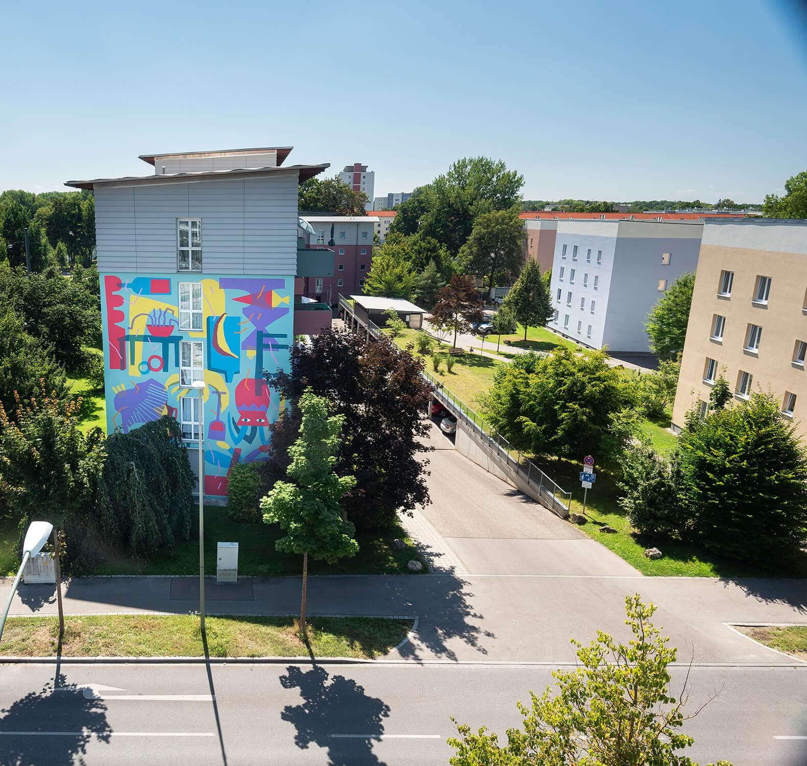 fotography of a colorful painted building